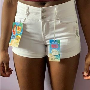 White jean shorts